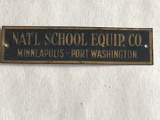 RARE National School Equipment Co. Brass Tag Emblem picture