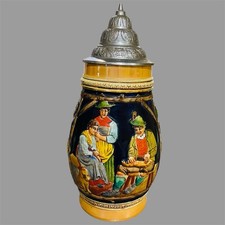 Vintage DBGM Western Germany Barrel Style Lidded Beer Stein 1L picture