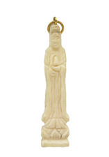 VTG Hand Carved Nga Gae Kwan yin Guanyin Pendant Buddhist Goddess 18K Gold Ring picture