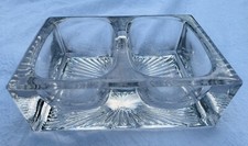 Vintage Heavy Clear Crystal Double Open Salt Cellar Dish Rectangular picture