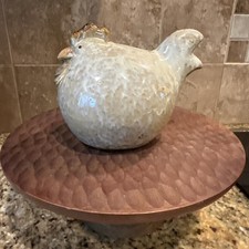 Charming Chicken Rooster Pottery Ceramic Whimsey Vibes Decor Farmhouse Country picture
