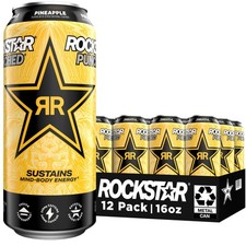 Rockstar Punched Energy Drink, Pineapple, 16 Fl Oz Cans 16 (Pack of 12) picture