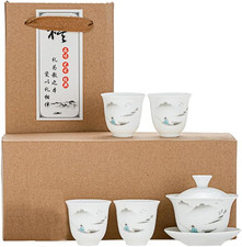 Gaiwan with 4 Cups Sets White Porcelain Chinese Tea cups Gongfu Tea Set (landsca picture