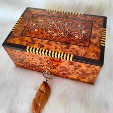 Burl lockable thuya wood jewelry box organizer with key,Storage,decorative ,Gift picture