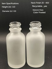 1 Dozen Frosted Glass Boston Bottle 20/400 Neck Plain. picture