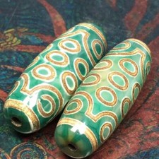 2PC Tibetan 21 Eye Dzi Beads Set Old Agate Raw Stone Loose Beads picture