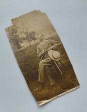 Antique 1900s Ukraine Photo Dmytro Mironenko Man Cane Hat Cherkasy 100x200mm picture