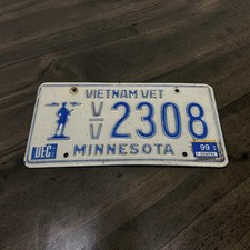 1990s MINNESOTA VIETNAM VET License Plate VV 2308 picture