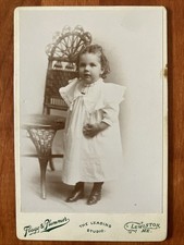 Adorable Child Antique Photo Cabinet Card Lewiston ME Plummer picture