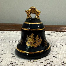 Vintage Limoges Castel France Porcelain Bell Cobalt Blue 22K Gold Proposal Scene picture