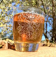 Green Man Pagan Etched Whiskey Glass  picture