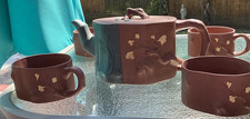 Vintage Chinese Yixing Zisha Clay Teapot with 4 Cups 