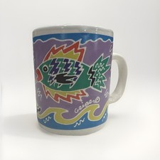 Vintage Chaleur Judith Geiger Fish Mug 1987 Colorful Abstract Art Coffee Cup picture