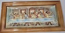 RARE 1950s Vintage Lefton Porcelain The Last Supper Wall Hanging Plaque Religous picture