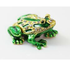 Bejeweled Enameled Animal Trinket Box/Figurine With Rhinestones- Tiny Frog/Toad picture