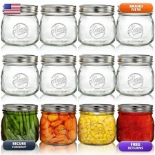 Tebery 12 Pack Wide Mouth Home Glass Mason Jars Airtight Lids And Bands, 16Oz picture