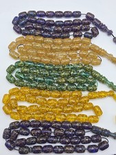 Set of 5 MISBAHA Sandalos 33 BEADS, 12×8mm  5 قطع مسباح ورق ذهب سندلس شفاف  picture