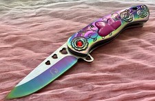 Love Pocket Knife Hearts 💕 Ladies Knife Small Folding Rainbow Sharp Pink 4” picture