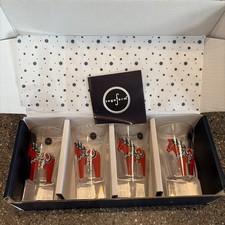 Vtg Sagaform Swedish Dala Horse Shot Glass Barware 4 Pc Set NIB picture