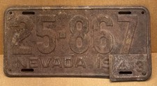 RARE 1942/43  NEVADA LICENSE PLATE ( 25-867 ) picture