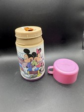 Vintage Aladdin Disney Mickey Minnie Mouse Thermos Pink Diner USA picture