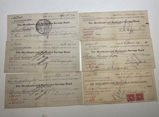 1919-1922 Grafton WV Bank Promissory Notes Lot of 6 Revenue Stamps Antique picture