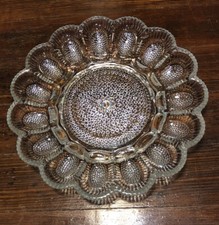 INDIANA GLASS MCM HOBNAIL Clear Deviled Egg Plate Dish 11