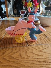 Vintage Rosbro Easter Bunny Carriage Baby Buggy Candy Container 7
