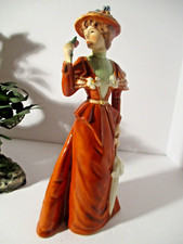 1982 Goebel West Germany Lady Figurine, # 16 279 27 Pumpkin Brown Dress. Rose picture