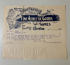 Antique 1901 Horace Partridge Co. Fine Athletic Goods Purchase Order Letter picture