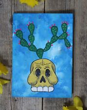 Skull with Cactus Horns Painting Day of the Dead by Becca Mexican Folk Art picture