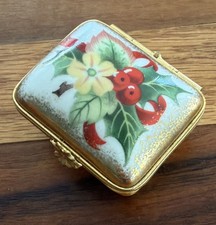 LIMOGES ENAMELED  BOX Holiday FRANCE  hand painted trinket box ARTORIA picture