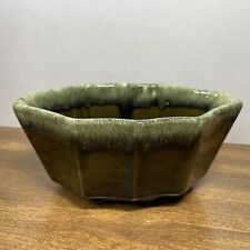 Hull Green Drip 447 USA Bowl Glazed Pottery Candy Dish Vintage picture