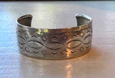 Very Old Navajo Sterling Silver Cuff Bracelet-Fine Old Tooling-Rare picture