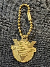Vintage 1953 Harley-Davidson 50th Anniversary Key Fob Keychain Medallion Brass picture