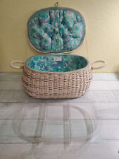 Vintage DRITZ Wicker Sewing Basket with Plastic Tray Double Handles Needs Latch picture