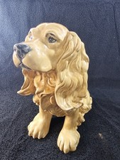 Vtg Large Ceramic Cocker Spaniel Dog Figurine Statue Glazed Honey Tan 11” CHIP picture