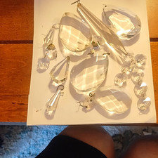 Mixed lot Clear Faceted Chandelier Crystals Prisms & Drops Lot Replacement Parts picture
