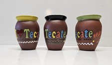 Hand-Painted Ceramic Clay Mexican Mug/Cup 16 Oz, Set Of 3 picture