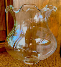 Vintage clear Glass sconce lamp ruffled replacement Globe Shade Candle CHIMNEY picture