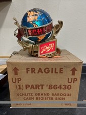 Vintage 1976 Schlitz Beer Motion Globe World Lighted Sign Bar Cash- (New In Box) picture
