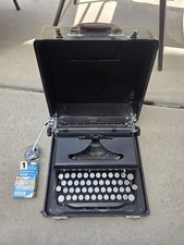 Vintage Royal De Luxe Typewriter 1938–39 Portable w/ Case Black Glass Keys picture