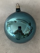 Vntg Post-war Premier Peacock Blue Glass Ornament 3.5” circa 1940-1955  picture