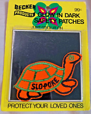 Vintage Becker Products Glow-in-the-Dark Safety Patch - SLO-POKE Turtle picture