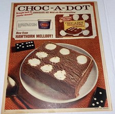 Vintage 1960s AD Choc-A-Dot Ice Cream Hawthorn Mellody 13x11 MCM Prop Domino picture