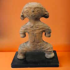 Mid 20th Century Japanese Studio Pottery Dogu Earthenware Figure on Wood Base picture