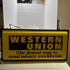 Western Union Double-Sided Vintage Lighted Sign Lightbox Light 5x12x25 WORKS picture