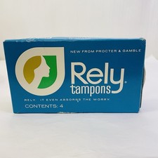 Vintage RELY Tampons Box of 4 Sealed Nostalgia/Prop/Collectible 1970s Don't Use picture