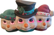 Rare Vintage Holland Mold Lighted Snowman family. COLOR changing lights 16