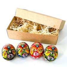 Easter decor SET OF 4 EASTER EGGS, handmade wooden, painted Ukraine💛💙 picture